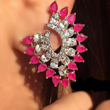 Load image into Gallery viewer, Big Emerald and CZ Studs /Earrings - Enumu
