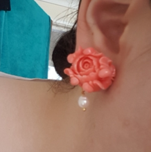 Load image into Gallery viewer, Handmade Pure 92.5 Sterling Silver Coral Pearl Studs - Enumu