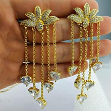 Load image into Gallery viewer, Super Long Lotus Swiss Zircon Dangle Earrings - Enumu
