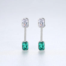 Load image into Gallery viewer, Sterling Silver Emerald and CZ Dangle Earrings - Enumu