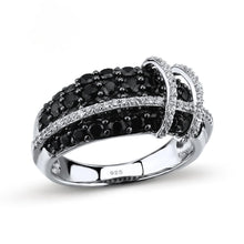 Load image into Gallery viewer, Sterling Silver Black Sapphire & CZ Ring - Enumu