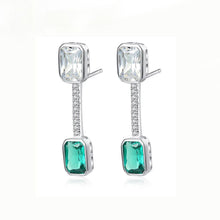 Load image into Gallery viewer, Sterling Silver Emerald and CZ Dangle Earrings - Enumu