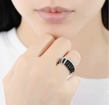 Load image into Gallery viewer, Sterling Silver Black Sapphire & CZ Ring - Enumu