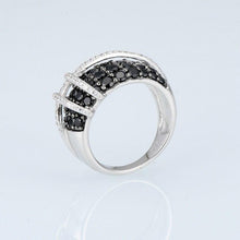 Load image into Gallery viewer, Sterling Silver Black Sapphire & CZ Ring - Enumu