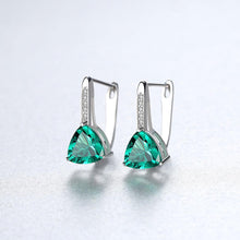 Load image into Gallery viewer, Sterling Silver Emerald Hoops - Enumu