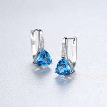 Load image into Gallery viewer, Sterling Silver Blue Topaz Hoops - Enumu
