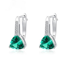 Load image into Gallery viewer, Sterling Silver Emerald Hoops - Enumu