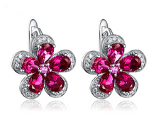 Load image into Gallery viewer, Pure 92.5 Sterling Silver 5.24 Ct Ruby Flower Studs - Enumu