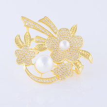 Load image into Gallery viewer, YGP Pearl Flower Brooch or Saree Pin - Enumu