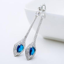 Load image into Gallery viewer, Blue Sapphire Designer Long Dangle Earrings - Enumu