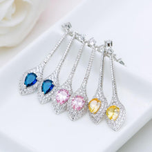 Load image into Gallery viewer, Blue Sapphire Designer Long Dangle Earrings - Enumu