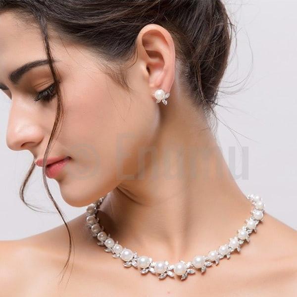 Single Line Pearl Necklace Set – Enumu