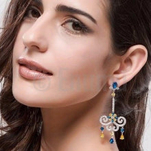 Load image into Gallery viewer, Classy Blue Sapphire Long Dangle Earrings - Enumu