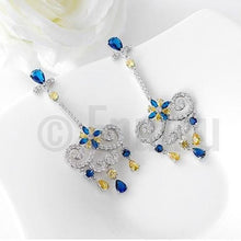 Load image into Gallery viewer, Classy Blue Sapphire Long Dangle Earrings - Enumu