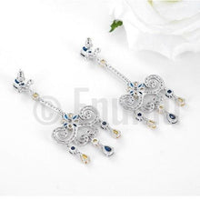 Load image into Gallery viewer, Classy Blue Sapphire Long Dangle Earrings - Enumu