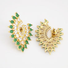Load image into Gallery viewer, Big Emerald and CZ Studs /Earrings - Enumu