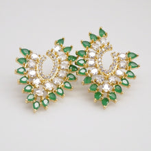 Load image into Gallery viewer, Big Emerald and CZ Studs /Earrings - Enumu