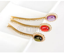Load image into Gallery viewer, Uncut Peridot and CZ Hair Clip - Enumu