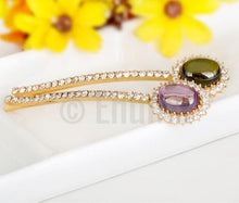 Load image into Gallery viewer, Uncut Peridot and CZ Hair Clip - Enumu