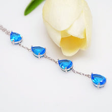Load image into Gallery viewer, Aquamarine Long Pendant with Chain - Enumu