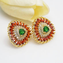 Load image into Gallery viewer, Orange Spessartine &amp; Emerald Studs - Enumu