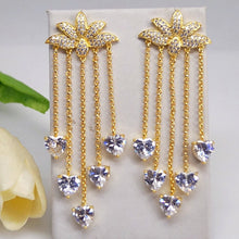 Load image into Gallery viewer, Super Long Lotus Swiss Zircon Dangle Earrings - Enumu