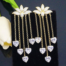 Load image into Gallery viewer, Super Long Lotus Swiss Zircon Dangle Earrings - Enumu