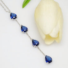 Load image into Gallery viewer, Blue Sapphire Long Pendant with Chain - Enumu