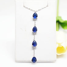 Load image into Gallery viewer, Blue Sapphire Long Pendant with Chain - Enumu