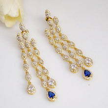 Load image into Gallery viewer, Blue Sapphire CZ Dangle earrings - Enumu