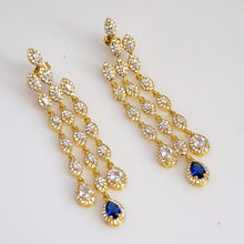 Load image into Gallery viewer, Blue Sapphire CZ Dangle earrings - Enumu