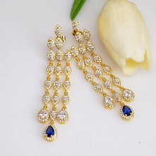 Load image into Gallery viewer, Blue Sapphire CZ Dangle earrings - Enumu