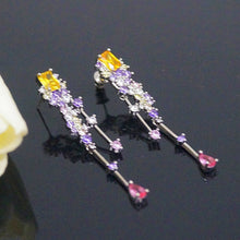 Load image into Gallery viewer, Yellow Citrine & Amethyst Dangle Earrings - Enumu