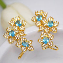Load image into Gallery viewer, Light Blue Aquamarine Flower Studs - Enumu