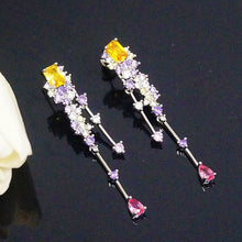 Load image into Gallery viewer, Yellow Citrine & Amethyst Dangle Earrings - Enumu
