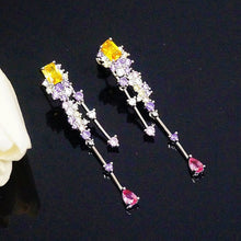 Load image into Gallery viewer, Yellow Citrine & Amethyst Dangle Earrings - Enumu
