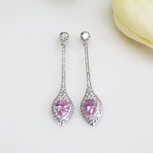 Load image into Gallery viewer, Pink Tourmaline Designer Long Dangle Earrings - Enumu