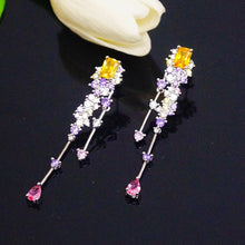 Load image into Gallery viewer, Yellow Citrine & Amethyst Dangle Earrings - Enumu