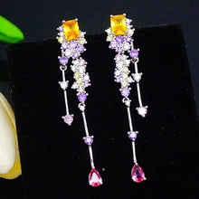 Load image into Gallery viewer, Yellow Citrine & Amethyst Dangle Earrings - Enumu