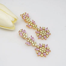 Load image into Gallery viewer, Pink Flower & Citrine Drop Dangle Earrings - Enumu