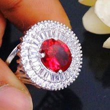 Load image into Gallery viewer, Super Big Ruby and CZ Ring - Enumu