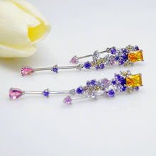 Load image into Gallery viewer, Yellow Citrine & Amethyst Dangle Earrings - Enumu