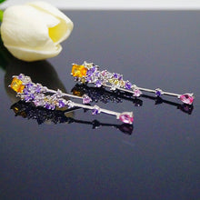 Load image into Gallery viewer, Yellow Citrine & Amethyst Dangle Earrings - Enumu