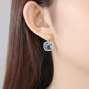 Two Shade Rainbow Stone Dangle Earrings - Enumu
