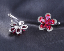 Load image into Gallery viewer, Pure 92.5 Sterling Silver 5.24 Ct Ruby Flower Studs - Enumu