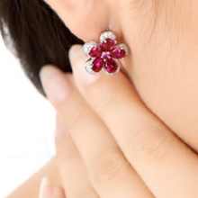 Load image into Gallery viewer, Pure 92.5 Sterling Silver 5.24 Ct Ruby Flower Studs - Enumu