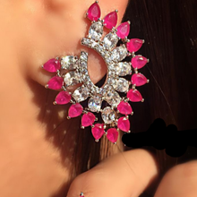 Load image into Gallery viewer, Big Ruby and CZ Studs/ Earrings - Enumu