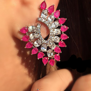 Big Ruby and CZ Studs/ Earrings - Enumu