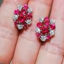 Load image into Gallery viewer, Pure 92.5 Sterling Silver Ruby &amp; CZ Studs - Enumu