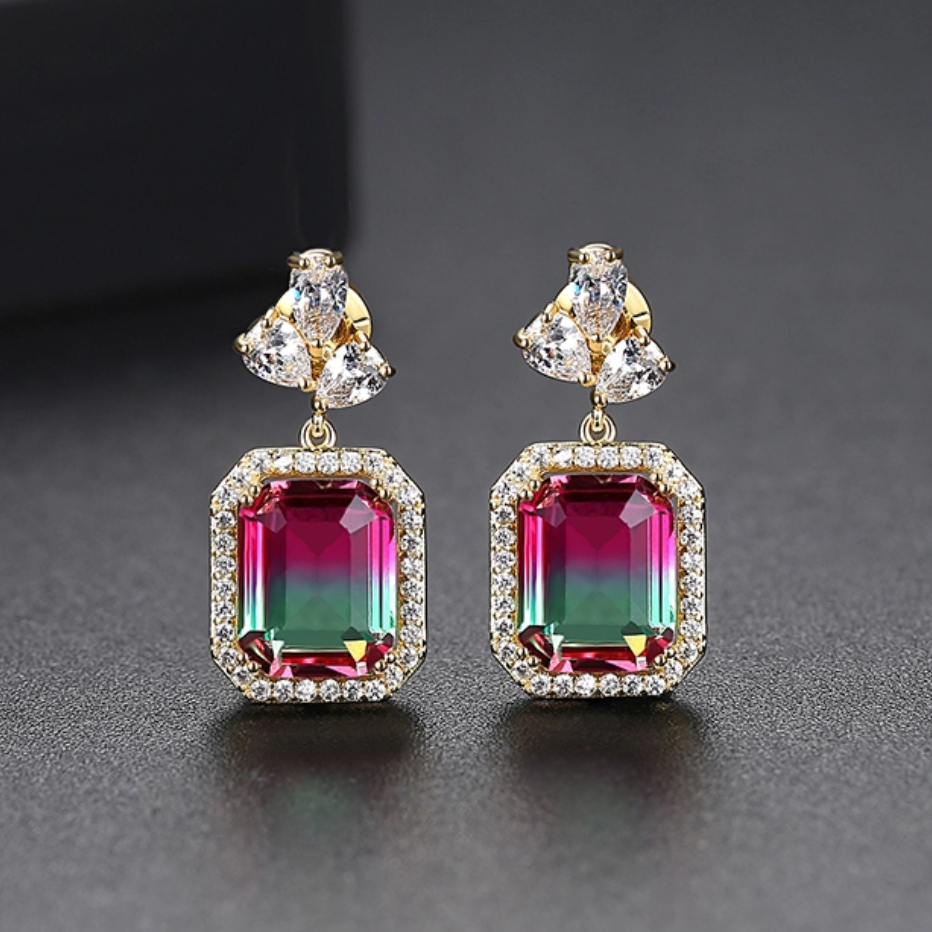 Rainbow White and colorful beaded Dangle Earrings